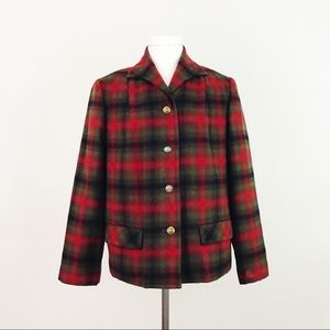 Vintage Pendleton Plaid Jacket in Red | Size M/L